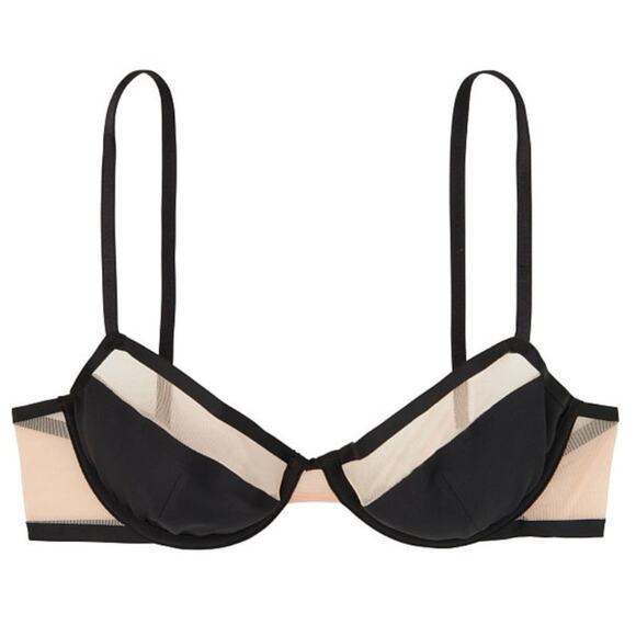 VS Luxe Lingerie Unlined Mesh Demi Bra 32DDD Black NWT - Picture 1 of 6